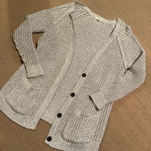 Beige Cardigan Thick Yarn Sweater With Pockets